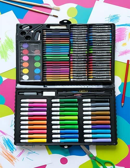 مجموعة أدوات الرسم الفنية للأطفال 150 قطعة - حقيبة تلوين متكاملة للإبداع والابتكار