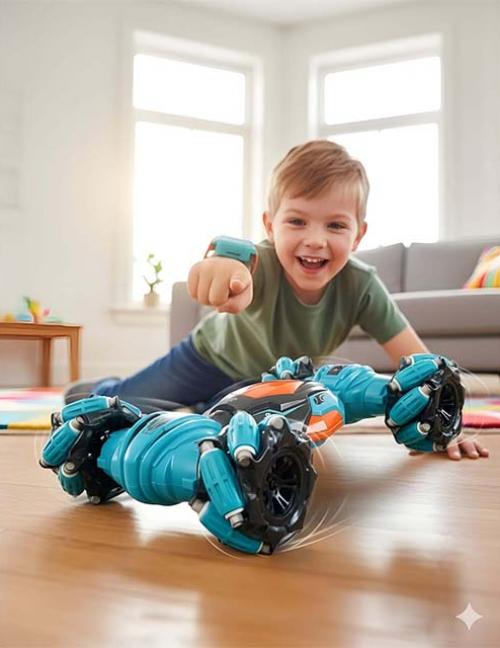 سيارة تحكم عن بعد بساعة اليد والريموت - سيارة بهلوانية ذكية قابلة للتحول ودوران 360 درجة