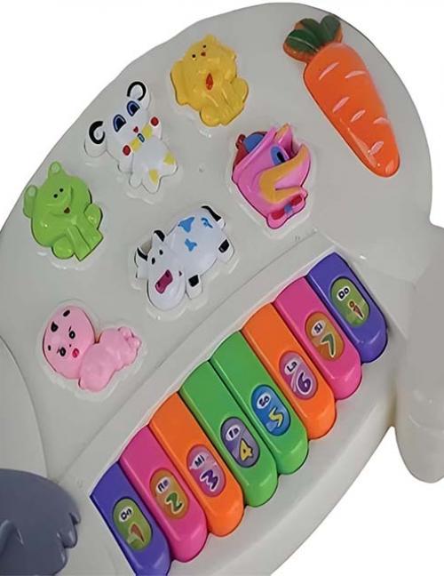 بيانو الأرنب الموسيقي للأطفال - لعبة تعليمية تفاعلية بأصوات الحيوانات والألوان.