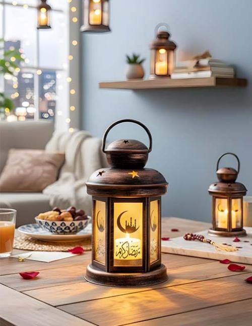 فانوس رمضان مودرن بتصميم إسلامي عتيق وإضاءة LED - تشكيلة ديكور رمضان 2026
