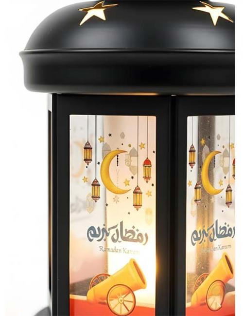 فانوس رمضان LED مضيء – فانوس رمضاني ديكور أنيق بإضاءة دافئة وزخارف إسلامية