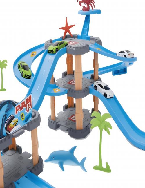 كراج مسار سيارات القرش متعدد الطوابق - لعبة مغامرات وسباق السيارات للأطفال