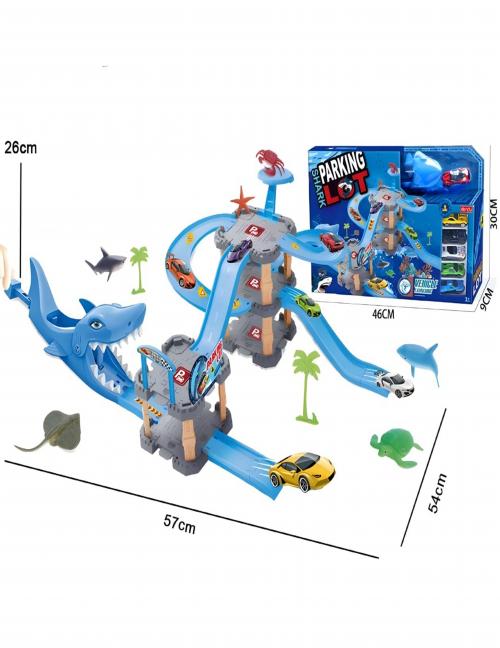 كراج مسار سيارات القرش متعدد الطوابق - لعبة مغامرات وسباق السيارات للأطفال