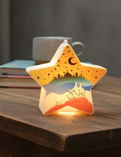 فانوس رمضان ميداليه على شكل نجمة بإضاءة LED – زينة رمضانية مميزة للأطفال