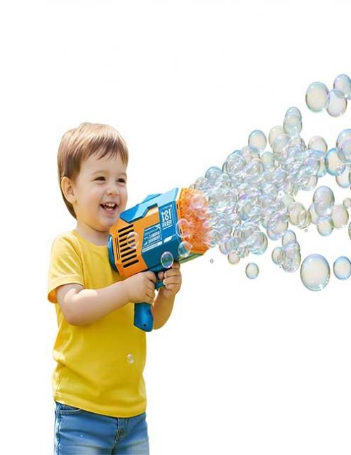 مسدس فقاعات بازوكا 132 فتحة – رشاش فقاعات الصابون العملاق المضيء للأطفال