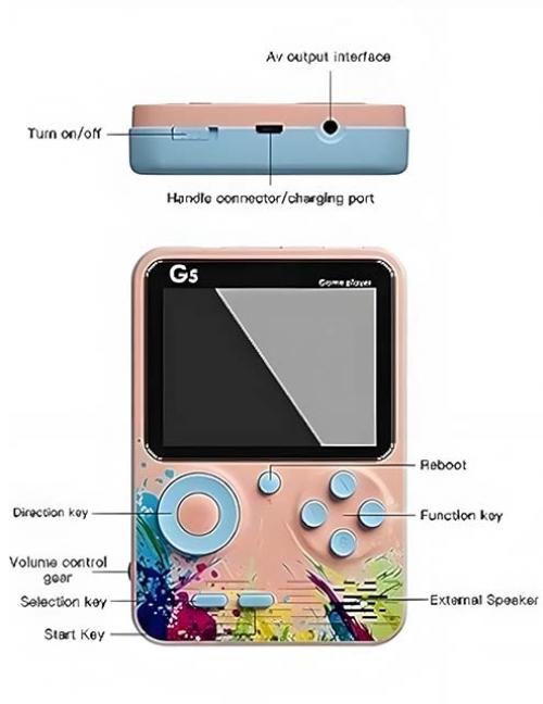 جهاز ألعاب الفيديو G5 الكلاسيكي المحمول – أكثر من 400 لعبة ريترو – قابل للشحن مع توصيل بالتلفزيون