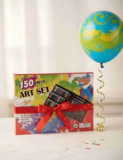 مجموعة أدوات الرسم الفنية للأطفال 150 قطعة - حقيبة تلوين متكاملة للإبداع والابتكار