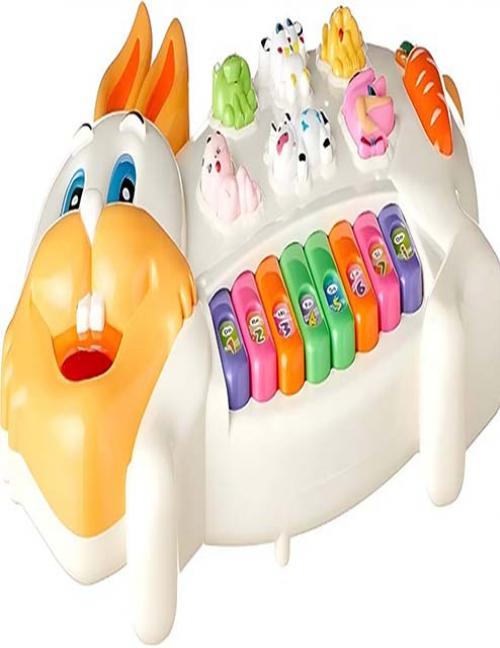 بيانو الأرنب الموسيقي للأطفال - لعبة تعليمية تفاعلية بأصوات الحيوانات والألوان.