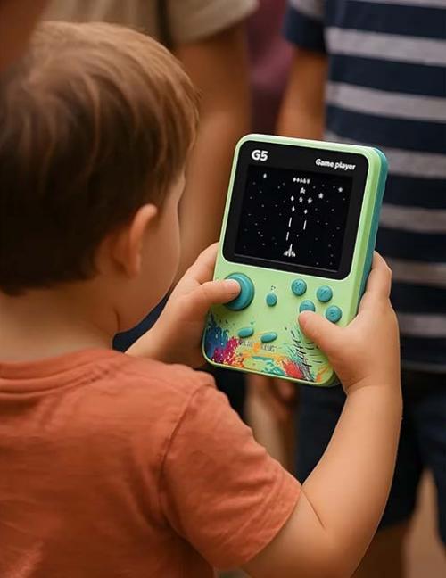 جهاز ألعاب الفيديو G5 الكلاسيكي المحمول – أكثر من 400 لعبة ريترو – قابل للشحن مع توصيل بالتلفزيون