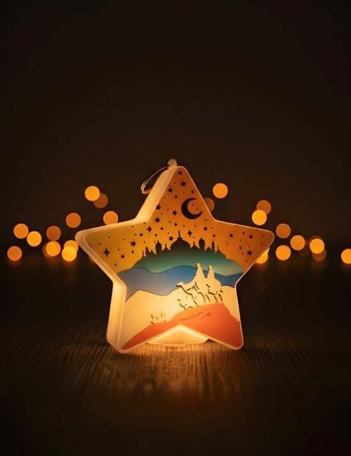 فانوس رمضان ميداليه على شكل نجمة بإضاءة LED – زينة رمضانية مميزة للأطفال