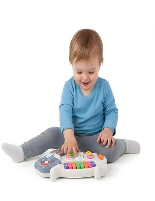 بيانو الأرنب الموسيقي للأطفال - لعبة تعليمية تفاعلية بأصوات الحيوانات والألوان.