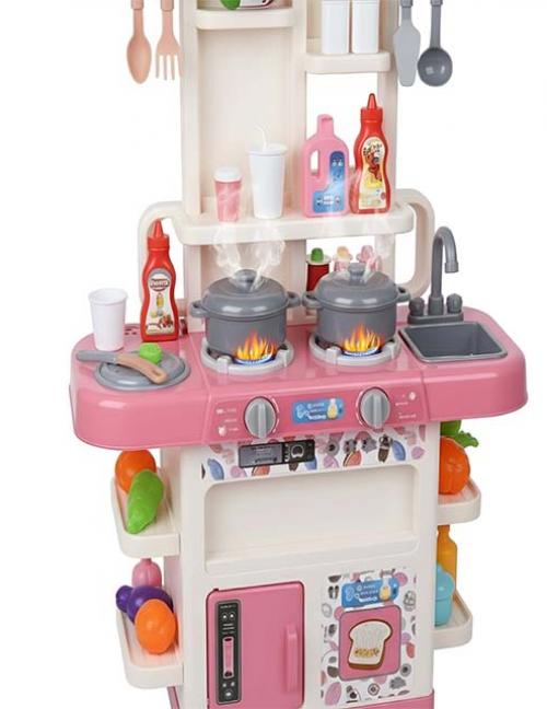 مطبخ ألعاب أطفال كبير مع أدوات طبخ كاملة - طقم مطبخ تعليمي تفاعلي للبنات