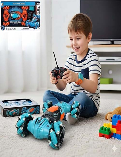 سيارة تحكم عن بعد بساعة اليد والريموت - سيارة بهلوانية ذكية قابلة للتحول ودوران 360 درجة