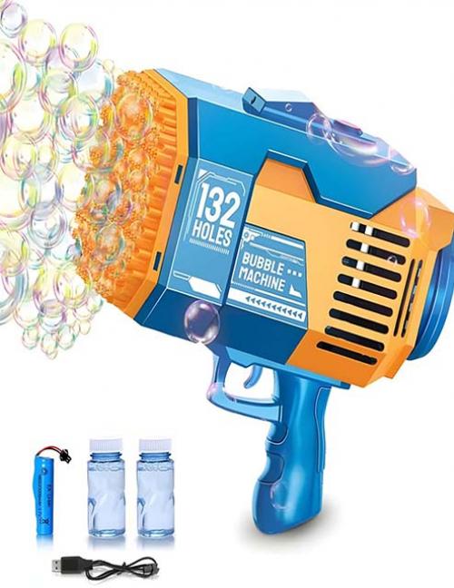 مسدس فقاعات بازوكا 132 فتحة – رشاش فقاعات الصابون العملاق المضيء للأطفال