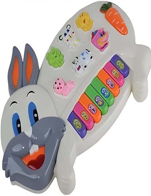بيانو الأرنب الموسيقي للأطفال - لعبة تعليمية تفاعلية بأصوات الحيوانات والألوان.