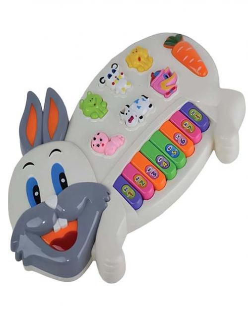بيانو الأرنب الموسيقي للأطفال - لعبة تعليمية تفاعلية بأصوات الحيوانات والألوان.