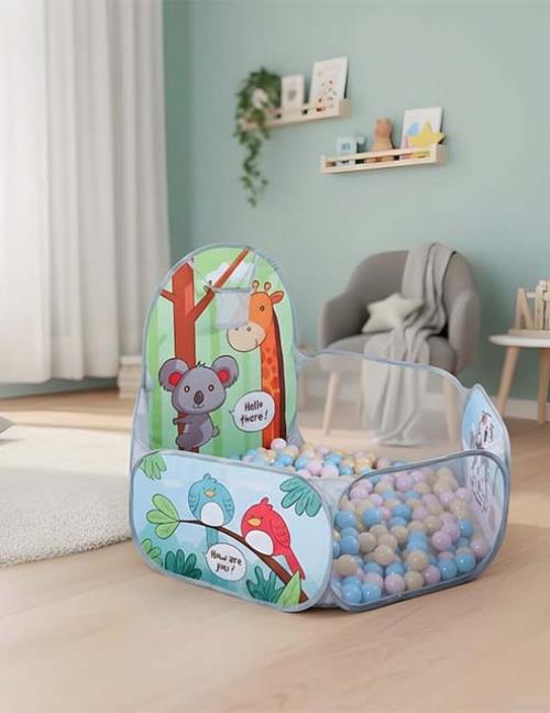 خيمة ألعاب أطفال بباسكيت – بيت كرات مع باسكت تصويب، لعبة حركية تعليمية للأولاد والبنات