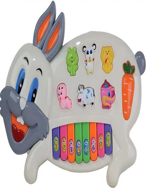 بيانو الأرنب الموسيقي للأطفال - لعبة تعليمية تفاعلية بأصوات الحيوانات والألوان.