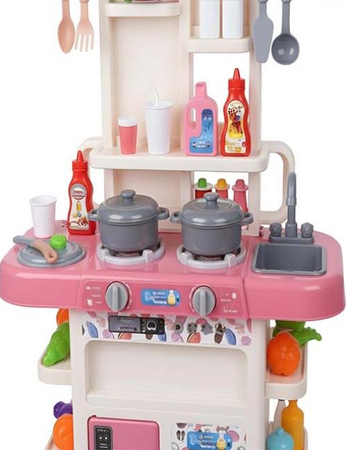 مطبخ ألعاب أطفال كبير مع أدوات طبخ كاملة - طقم مطبخ تعليمي تفاعلي للبنات