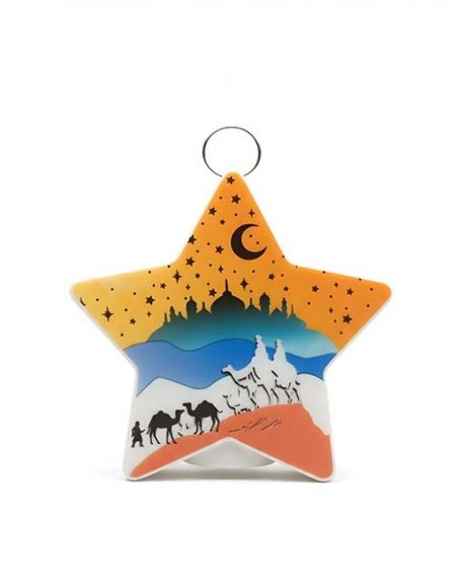 فانوس رمضان ميداليه على شكل نجمة بإضاءة LED – زينة رمضانية مميزة للأطفال