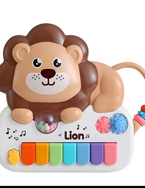 لعبة بيانو الأسد الموسيقية للأطفال – بيانو مضيء وألعاب تفاعلية – تنمية الحواس والذكاء