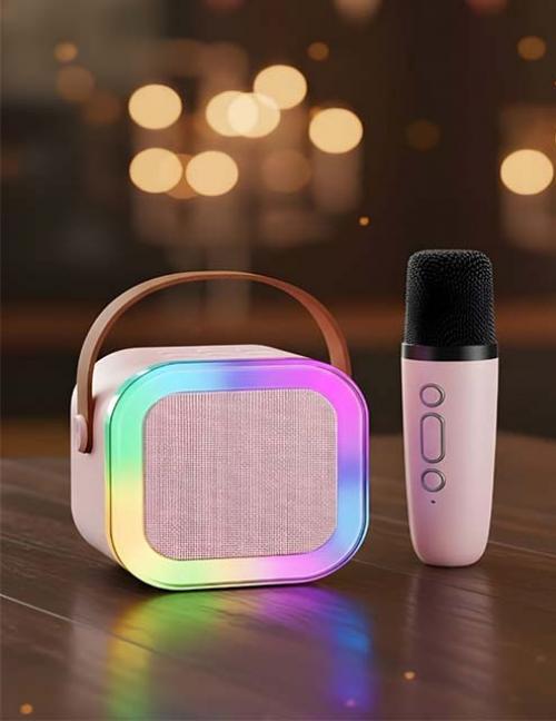 سماعة كاريوكي للأطفال مع مايك – مكبر صوت بإضاءة LED وموسيقى ممتعة