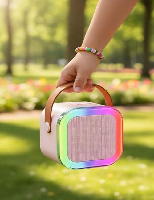 سماعة كاريوكي للأطفال مع مايك – مكبر صوت بإضاءة LED وموسيقى ممتعة