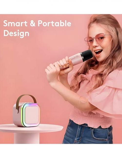 سماعة كاريوكي للأطفال مع مايك – مكبر صوت بإضاءة LED وموسيقى ممتعة