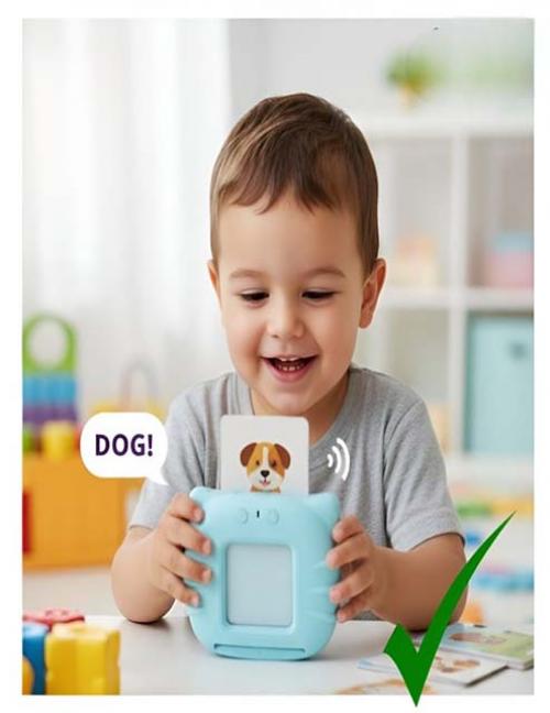 لعبة كروت تعليمية ناطقة للأطفال مع جهاز ذكي – تعليم الكلمات والأصوات – تنمية اللغة والتركيز