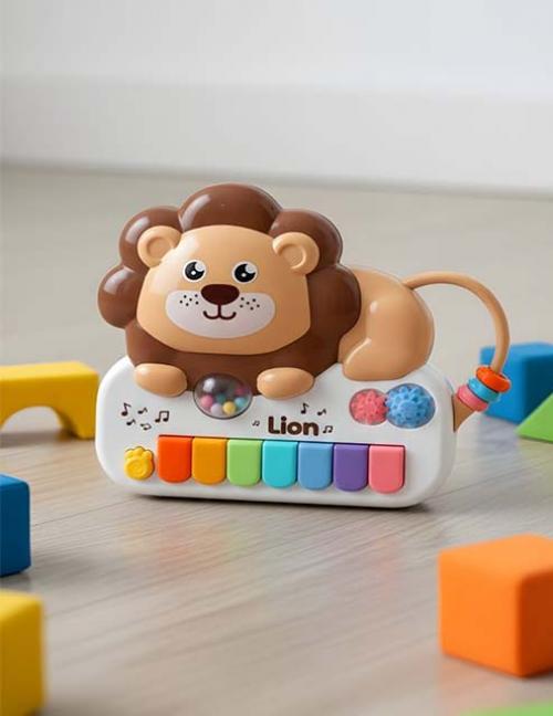 لعبة بيانو الأسد الموسيقية للأطفال – بيانو مضيء وألعاب تفاعلية – تنمية الحواس والذكاء