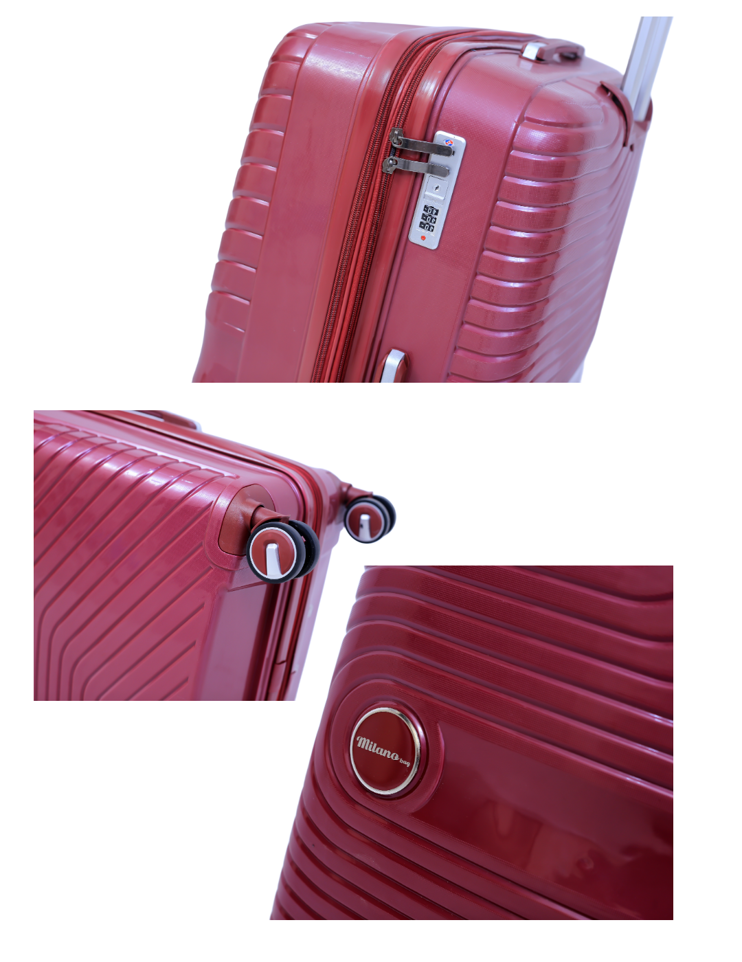 طقم شنط  سفر سيليكون ضد الكسر ماركة ميلانو مصنوع من مادة (Polycarbonate) مكون من ثلاث مقاسات 22 26 30